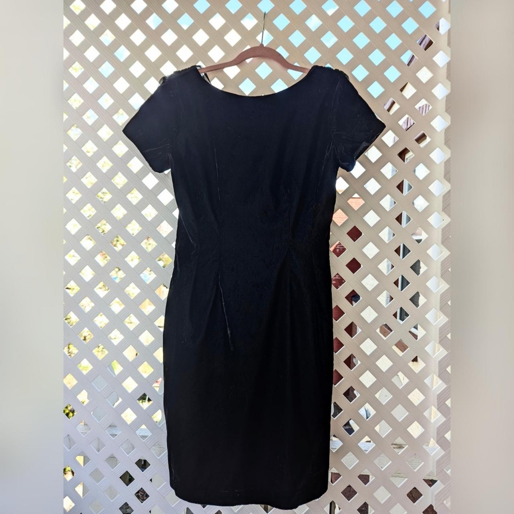 Vintage 80's Late Edition Black Velvet Sheath Dress with Open Chiffon Back